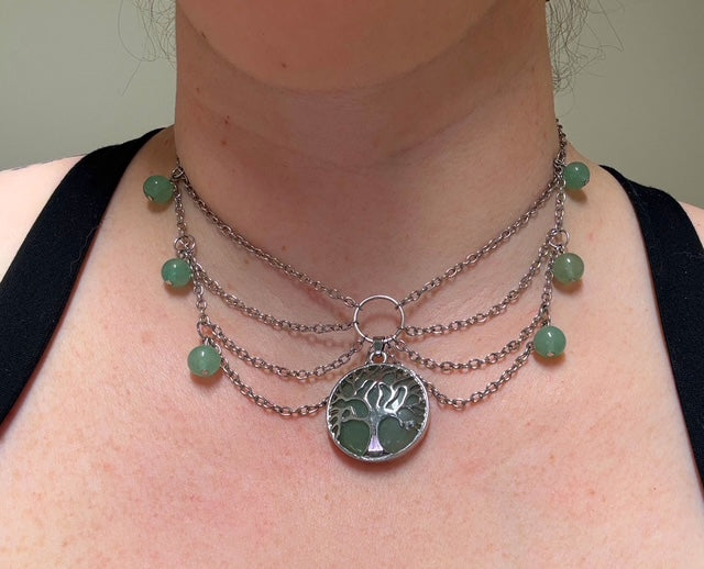 Aventurine and Chain Necklace